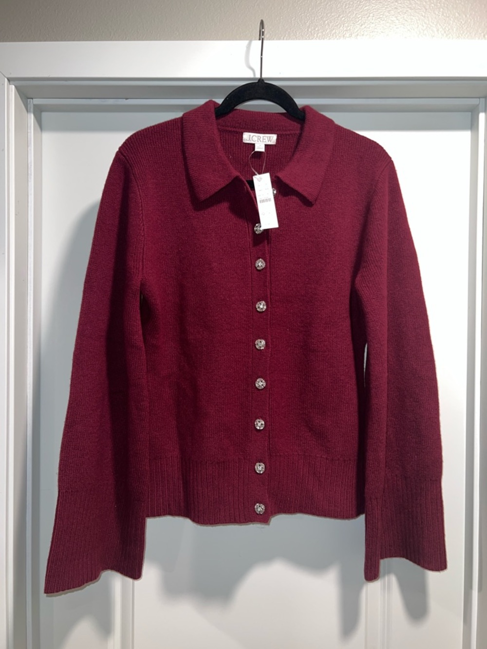 J. Crew Milano-stitch cardigan with embellished buttons Size M NWT